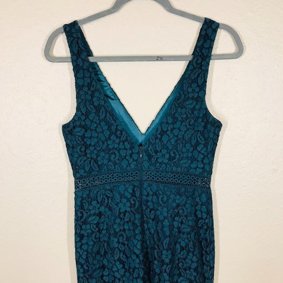 Bardot Blue Midi Length Cocktail Lace Dress - Picture 7 of 15